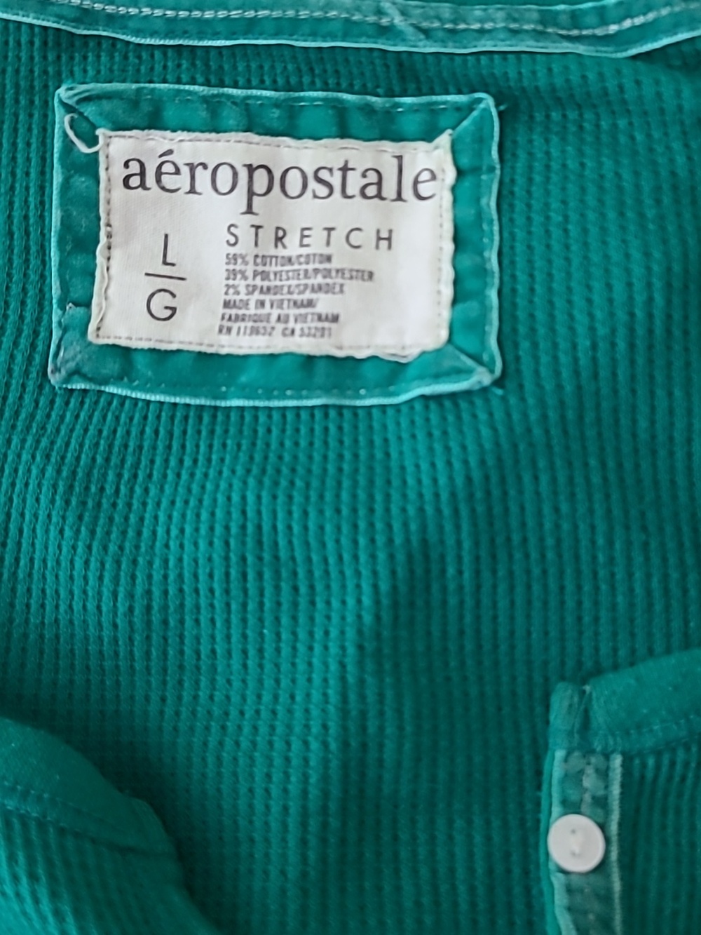 AEROPOSTLE Henley Thermal Long Sleeves. All 3! Green Blue Black Sz L - Picture 2 of 6